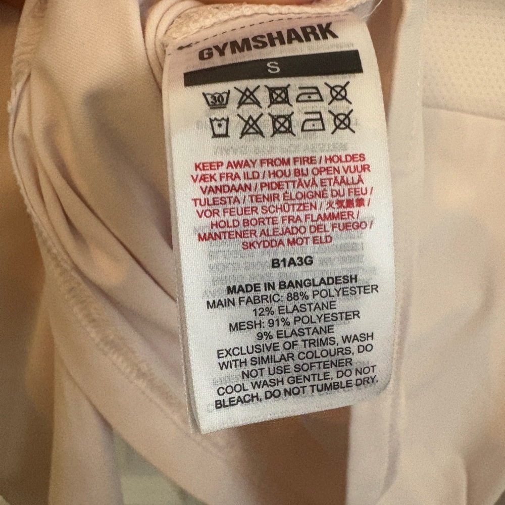 Gymshark Cropped Athletic Longsleeve Workout Pilates Pale Pink Top Women’s Small - Picture 4 of 4